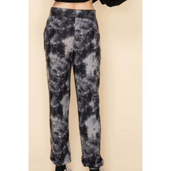 ❌SOLD OUT❌COZY DAY CHARCOAL TYE DYE JOGGERS - Picture 3 of 5